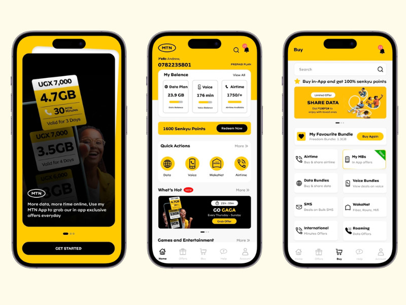 MyMTN App Design by Andrew Mukuye.