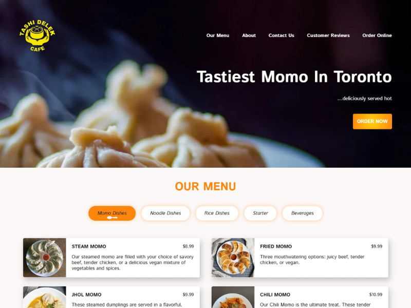 Tashi Delek Cafe Website Design by MAPL TECH.