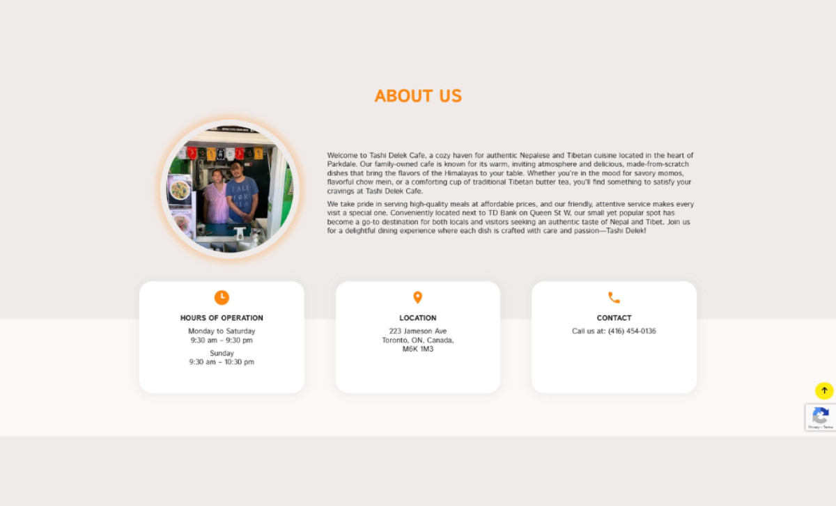 Tashi Delek Cafe Website Design by MAPL TECH.