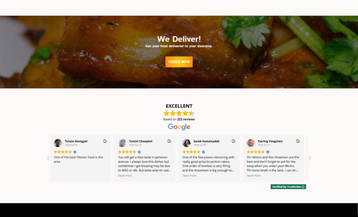 Tashi Delek Cafe Website Design by MAPL TECH.