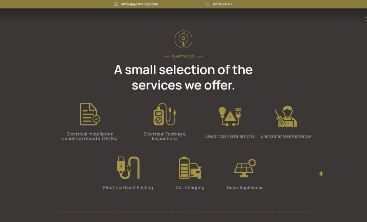 Glo Electrical Ltd Website Design by Alexis Creative.