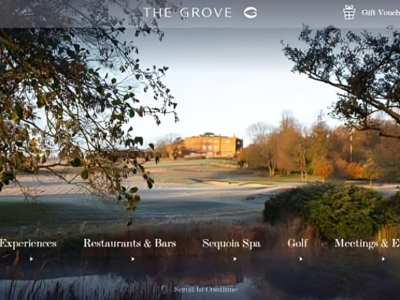 The Grove Hotel Website Design by UP Hotel Agency