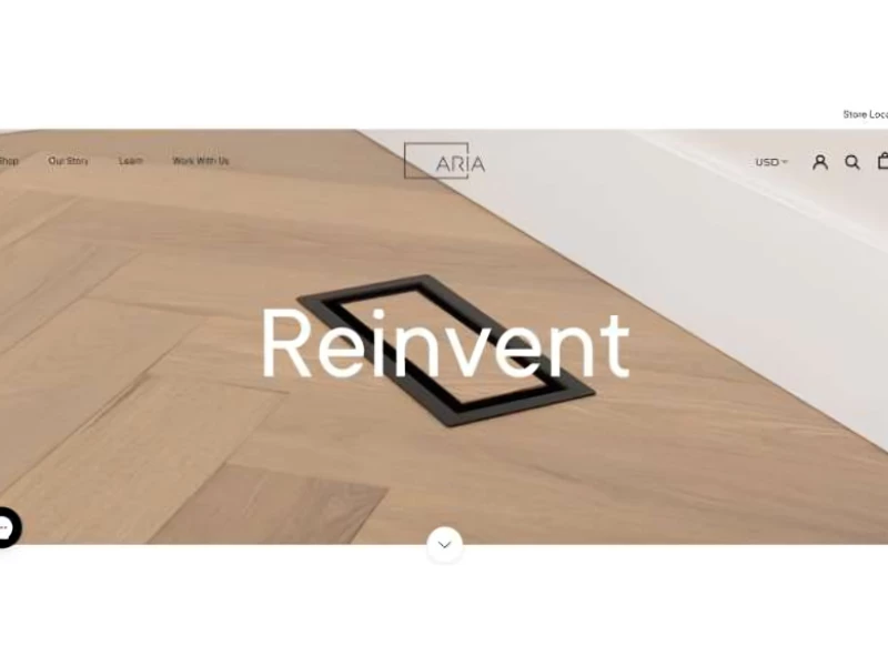 Homepage of Aria Vent Product Catalog Website