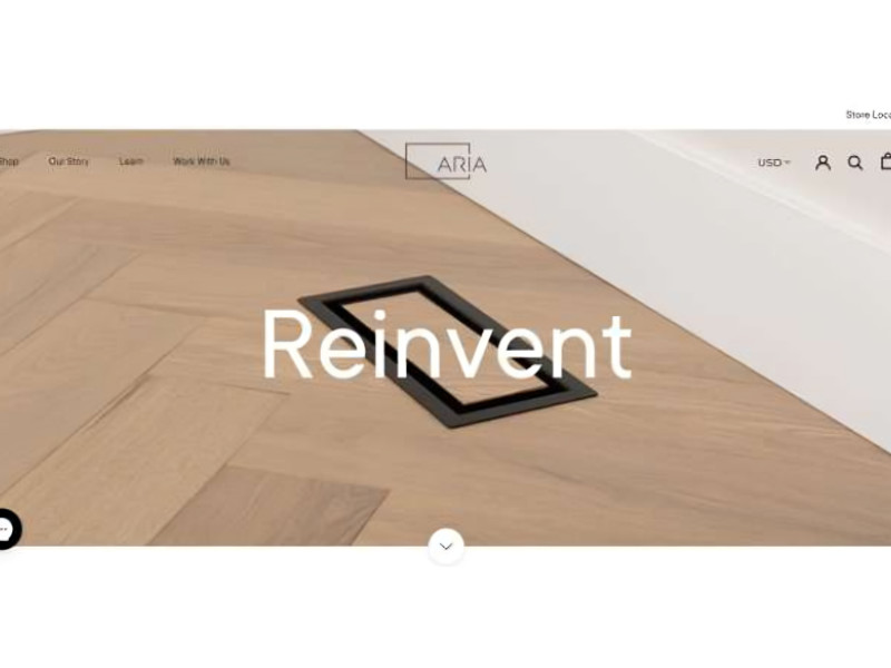 Homepage of Aria Vent Product Catalog Website