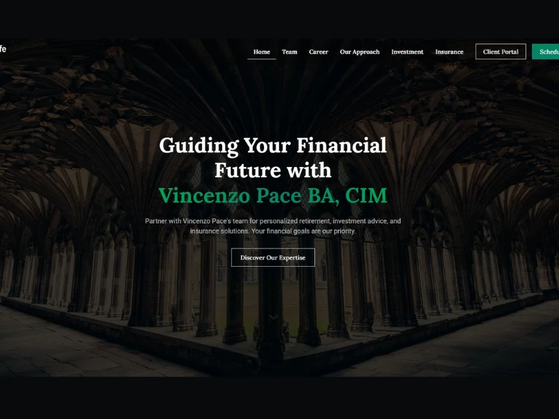 Vincenzo Pace | Manulife Wealth Home Page website design by OnePage Pro