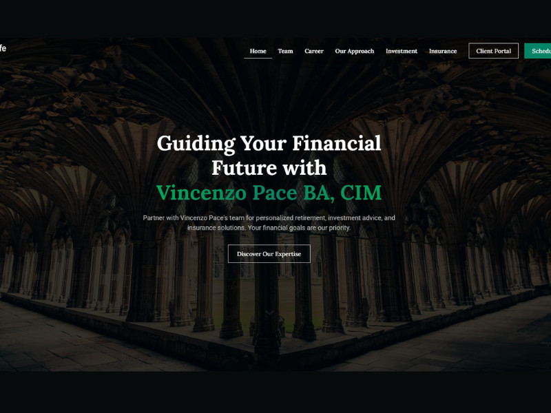 Vincenzo Pace | Manulife Wealth Home Page website design by OnePage Pro