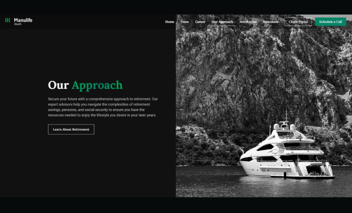 Vincenzo Pace | Manulife Wealth Our Approach section website design by OnePage Pro