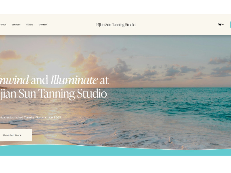 Fijian Sun Tanning Studios Home Page website design by Mona Elliott Web Design.
