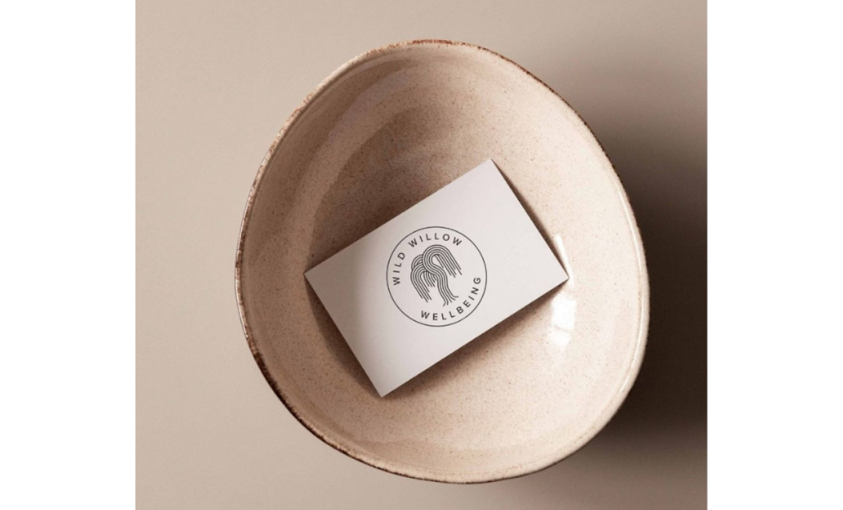 Wild Willow Wellbeing business card showcasing the brand's logo by Salt & Chalk.