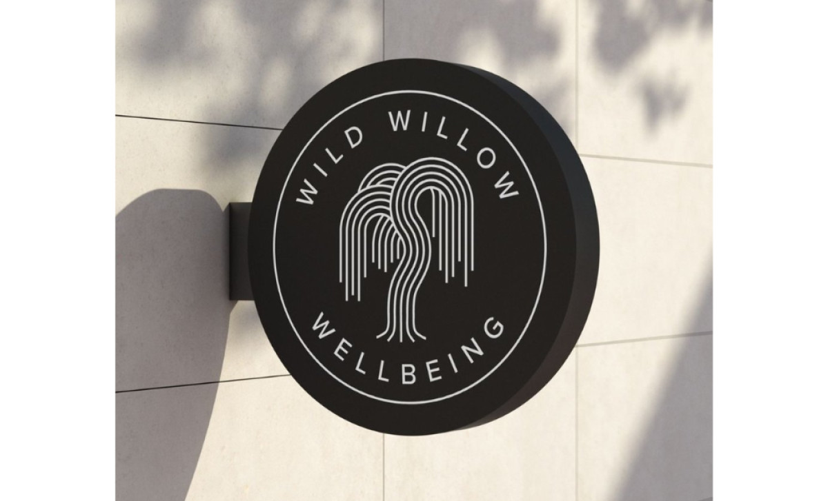 Wild Willow Wellbeing round exterior business sign by Salt & Chalk.