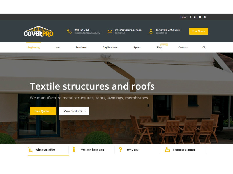 CoverPro Home Page website design by Box Water Estudio.
