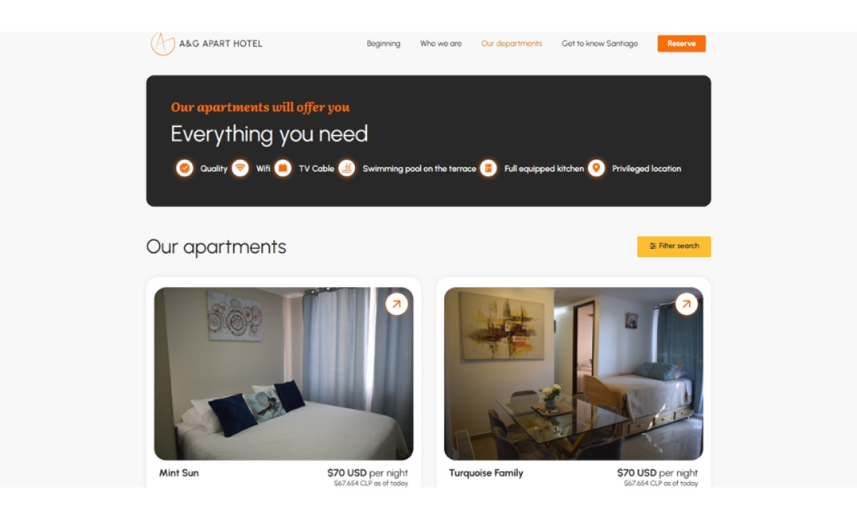 AyG Apart Hotel departments section by Alma de Web.