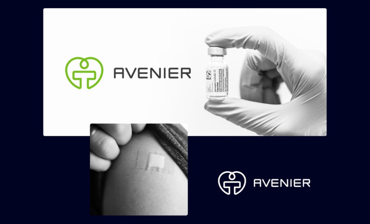 Avenier logo with images of a vaccine vial and a bandaged arm by 321 Creative Crew s.r.o.