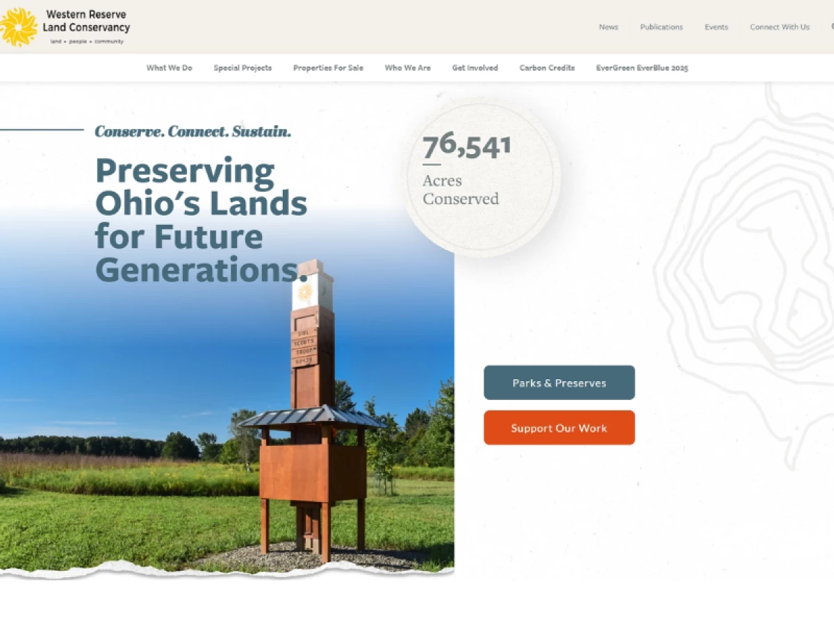 Western Reserve Land Conservancy web design home page by ForeFront Web.