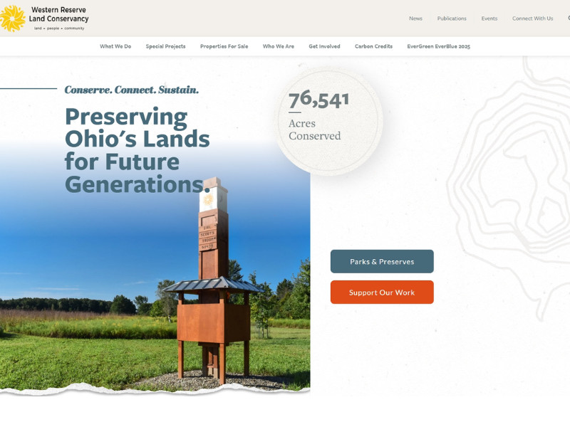 Western Reserve Land Conservancy web design home page by ForeFront Web.