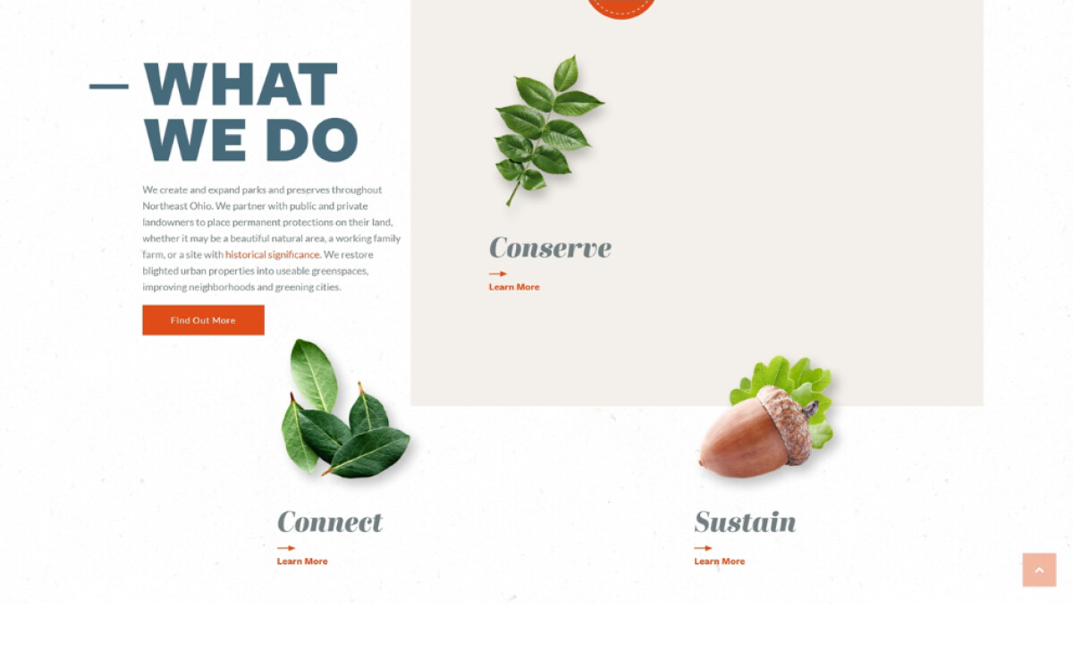 Western Reserve Land Conservancy web design What We Do section by ForeFront Web.