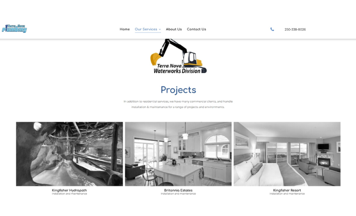 Terra Nova Plumbing projects section by Draws Media.