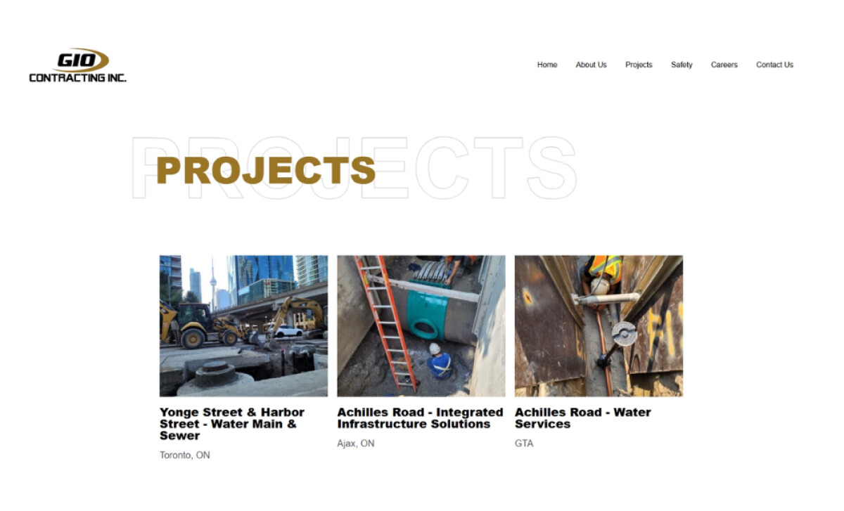 Gio Contracting projects section by Arkonstructs.
