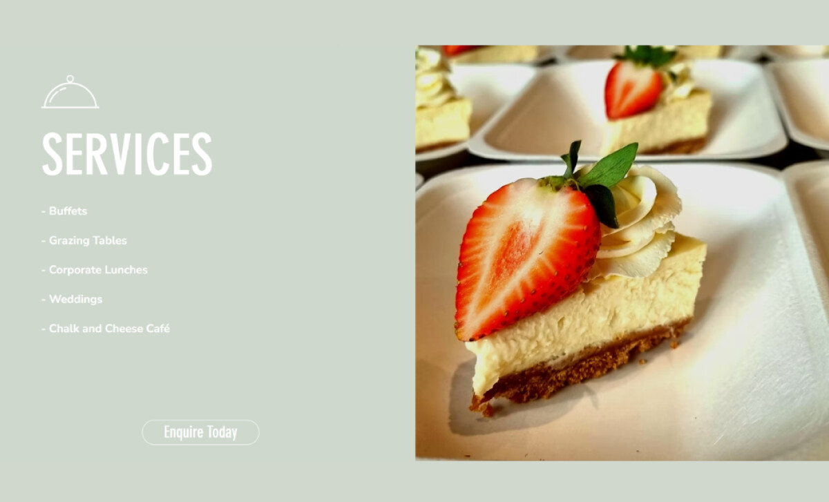 Chalk & Cheese Catering services section by QualiT Web Design.