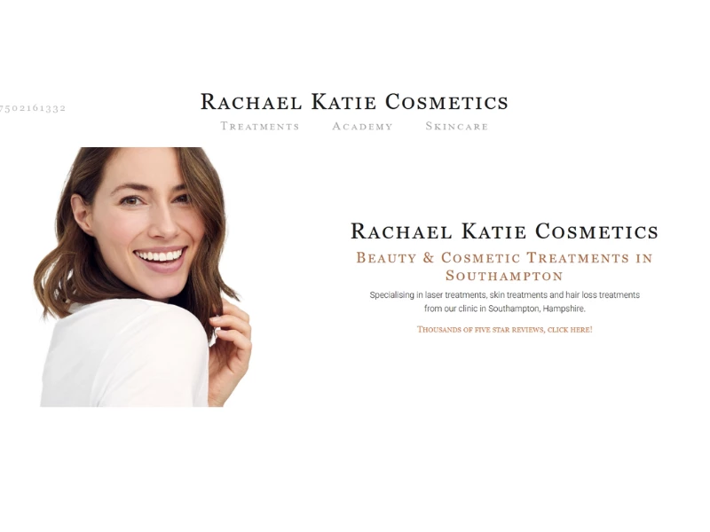 Rachael Katie Cosmetics Home Page website design by Jimi Mac Web Design.