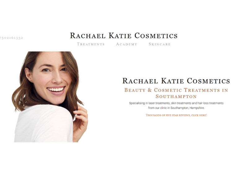 Rachael Katie Cosmetics Home Page website design by Jimi Mac Web Design.