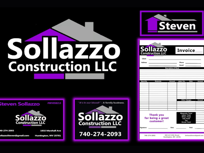 Sollazo Construction LLC logo design by BUGGED Out Designs.
