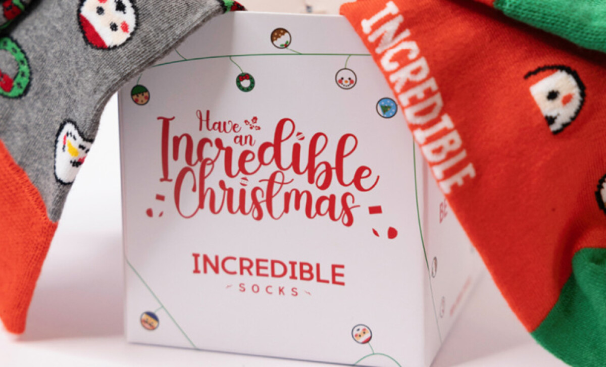 Incredible socks Christmas themed box by Enuff Agency.