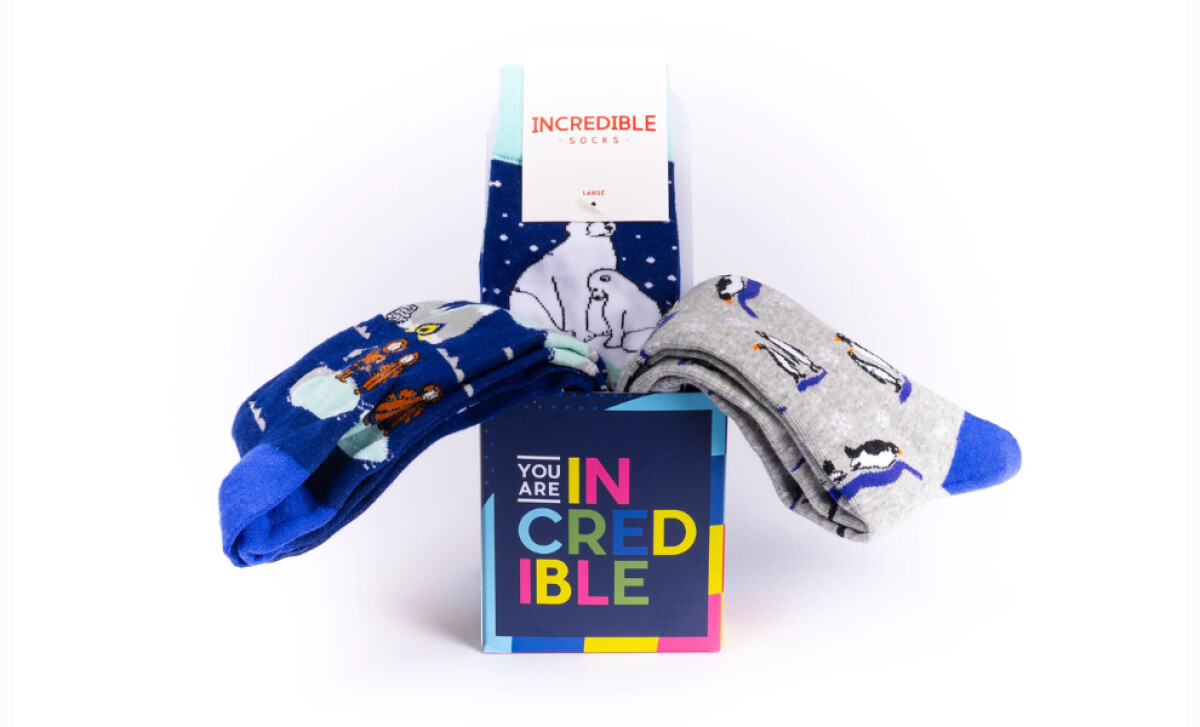 Incredible Socks gift set with 'You Are Incredible' box and three pairs of themed socks by Enuff Agency.