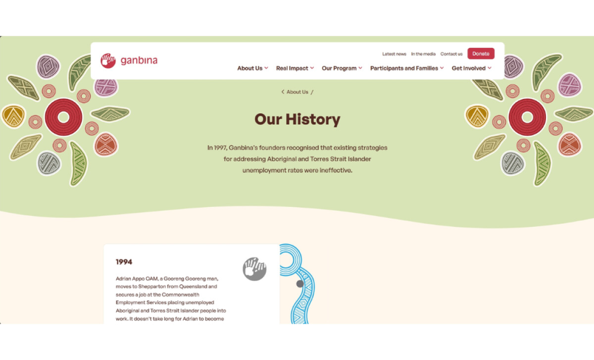 Ganbina Our History section by Morrow Studio.