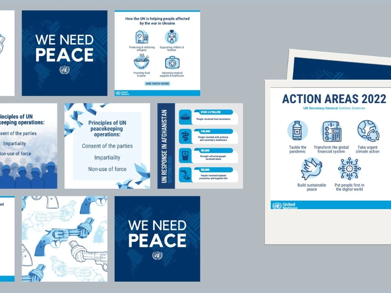 United Nations Peacekeeping print design by M. Noelle Studios.
