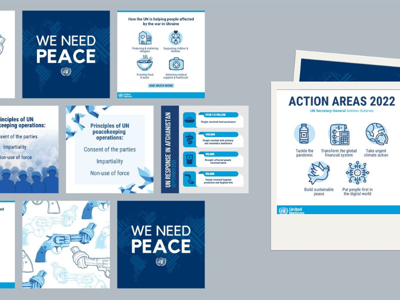 United Nations Peacekeeping print design by M. Noelle Studios.
