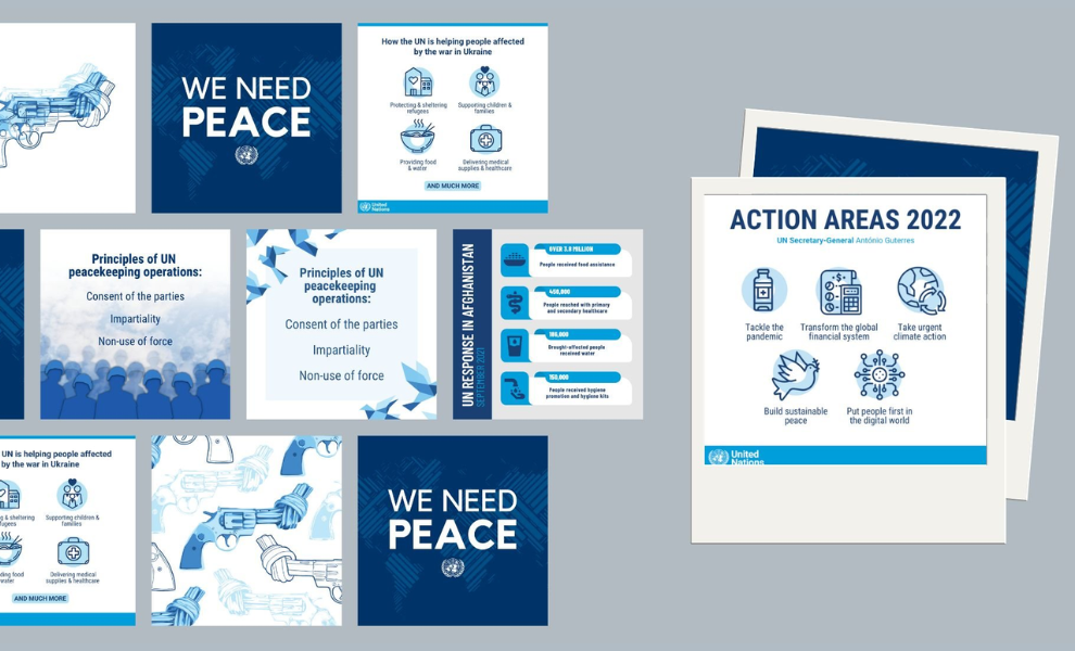 United Nations Peacekeeping print design by M. Noelle Studios.