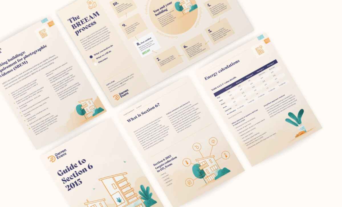 Several sample pages from Darren Evans fanned out by Make Good Design.