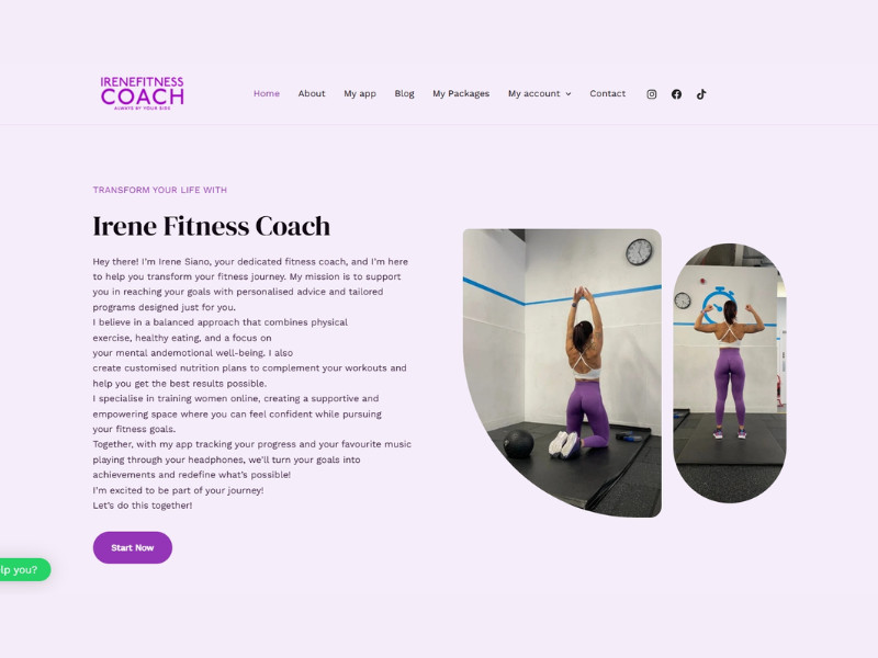 Irene Fitness Coach Home Page website design by Graphikri Web Designer.