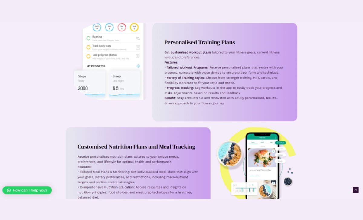 Irene Fitness Coach 'application section by Graphikri Web Designer.