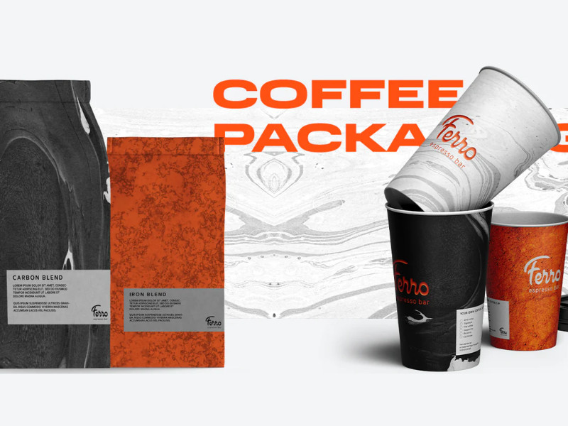 Ferro espresso bar coffee packaging by Guides agency.