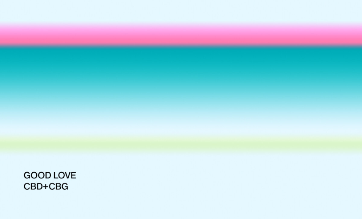 Good Love CBD oil packaging displayed with a soft gradient color palette.