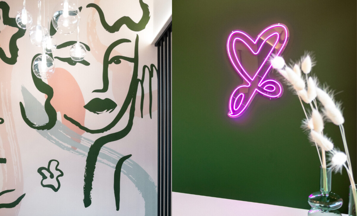 lovhair logo icon integration of heart and scissors