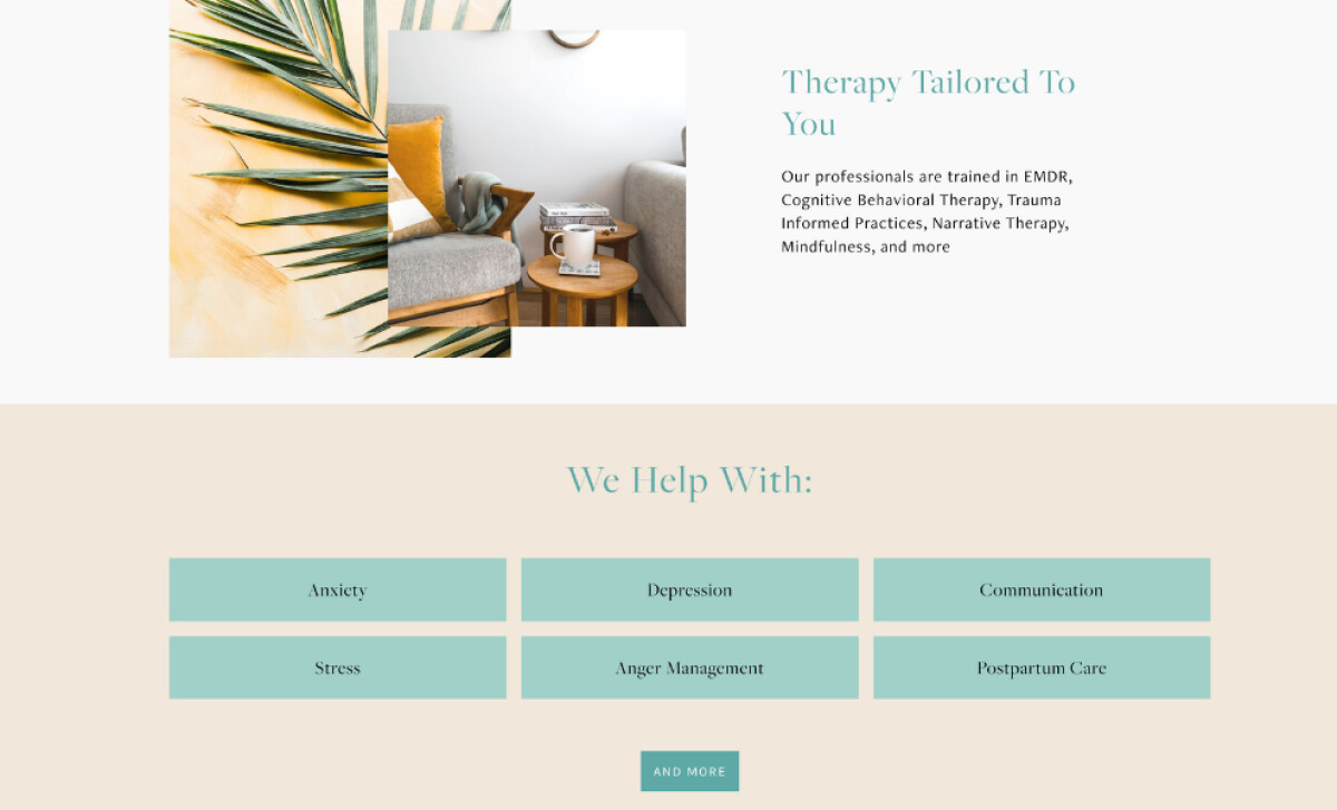 Kaleidoscope Counseling website design services section