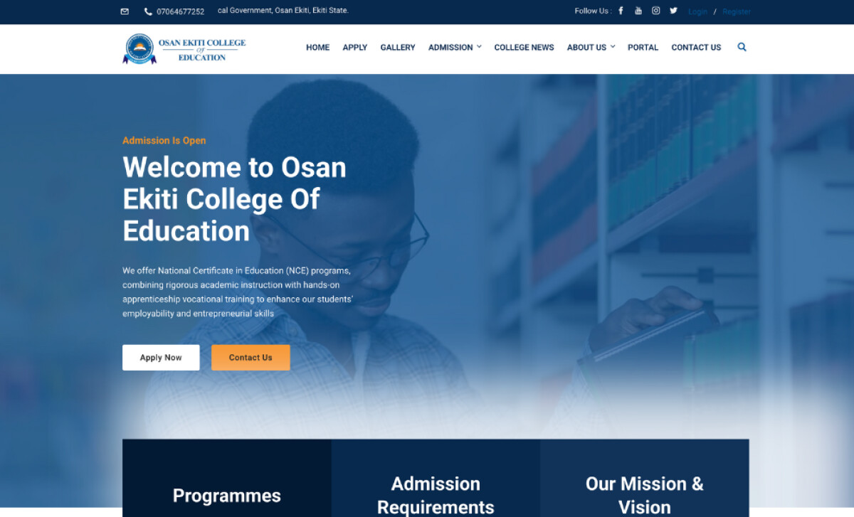 Osan Ekiti College of Education Website Design