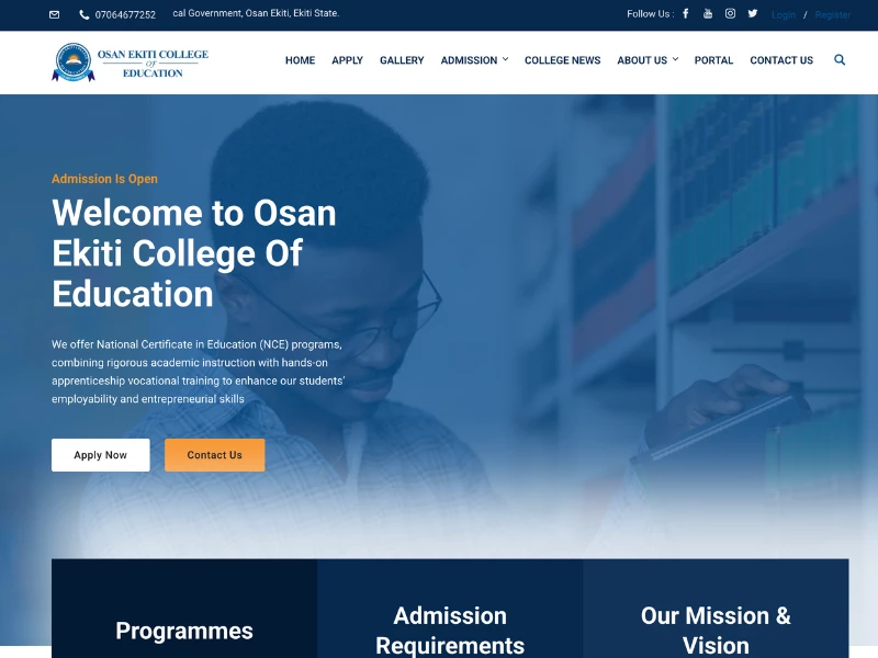 Osan Ekiti College of Education Website Design