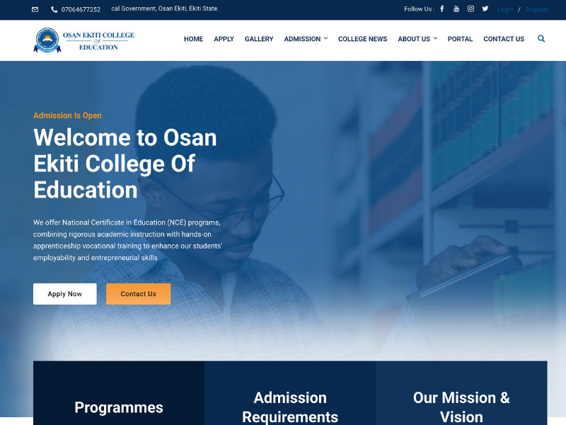 Osan Ekiti College of Education Website Design