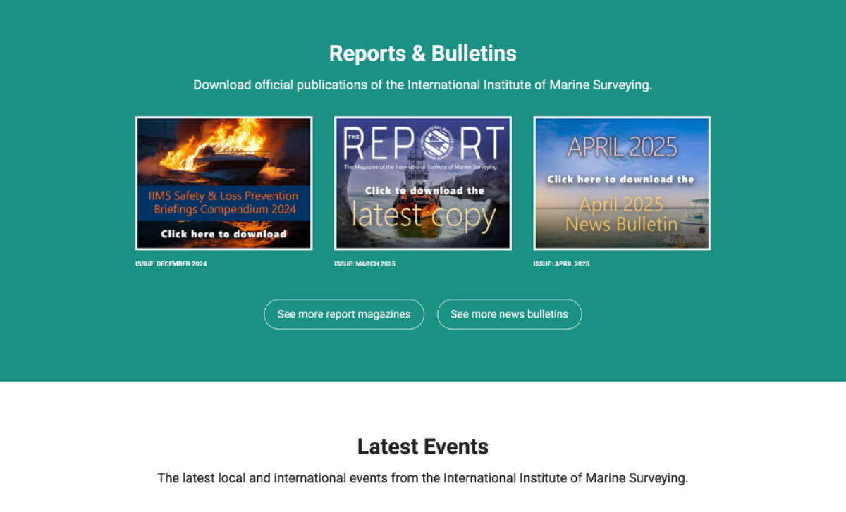 IIMS website Reports and Bulletins page