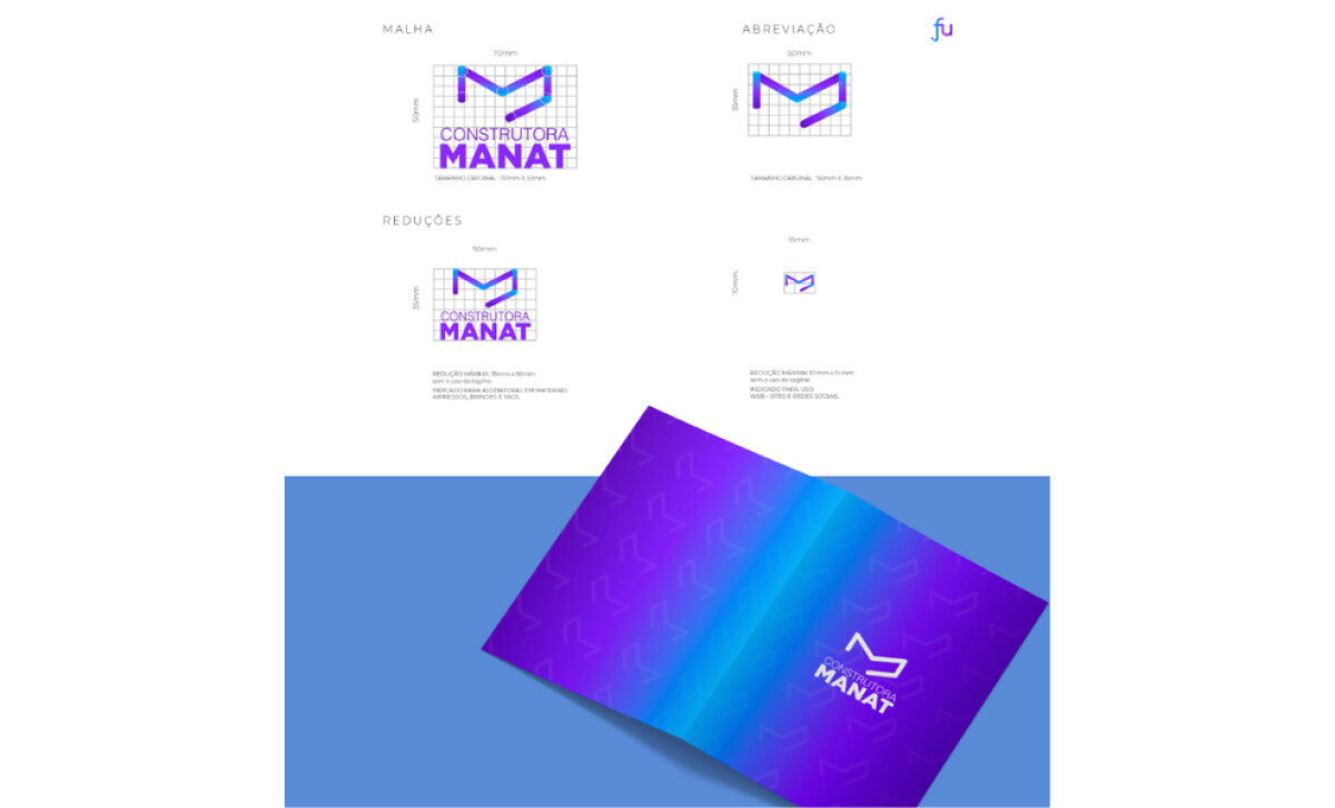 Construtora Manat logo variations and mockup by Furtacor Creatives.