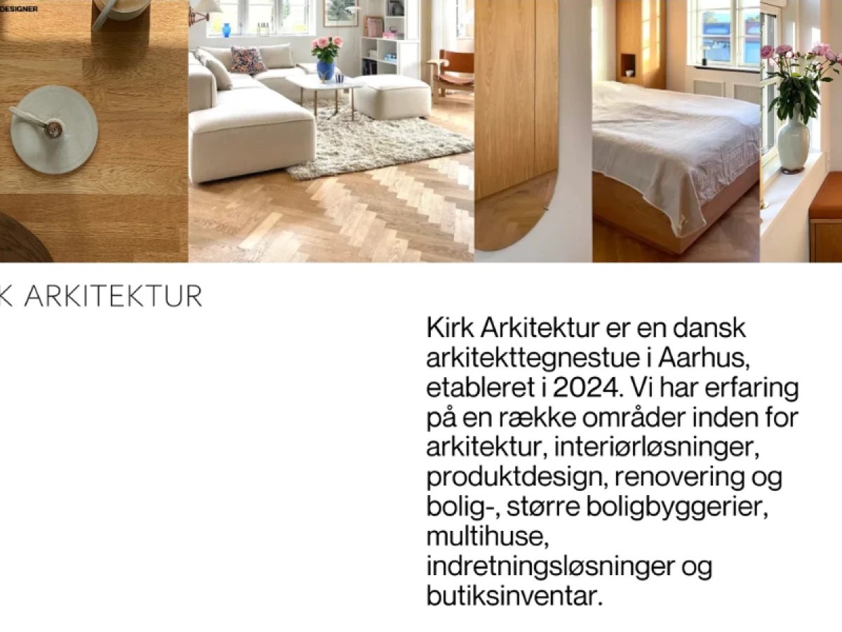 Kirk Arkitektur's website showcasing large, high-quality project imagery.