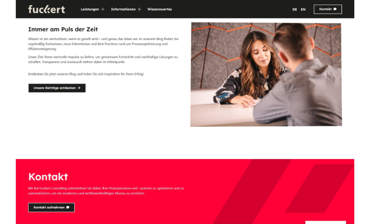 the Fuckert Consulting website’s contact section.