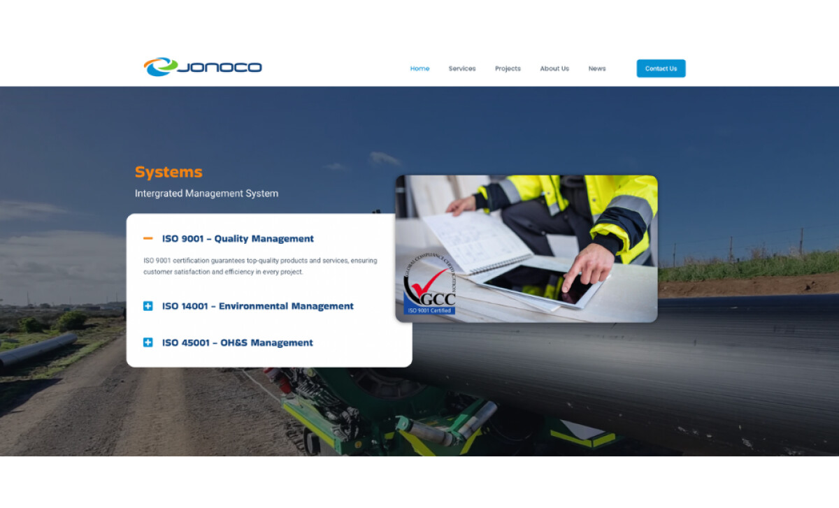 Jonoco Website's Clean Content Organization