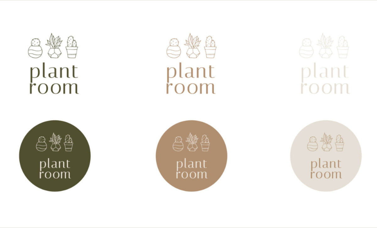 Plantroom – Plants and Home Decor logo in three different color variations by Autumn Dahlia.