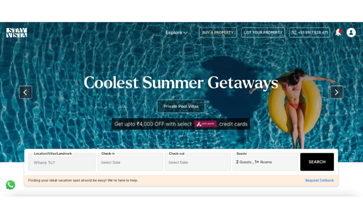 StayVista Website Design