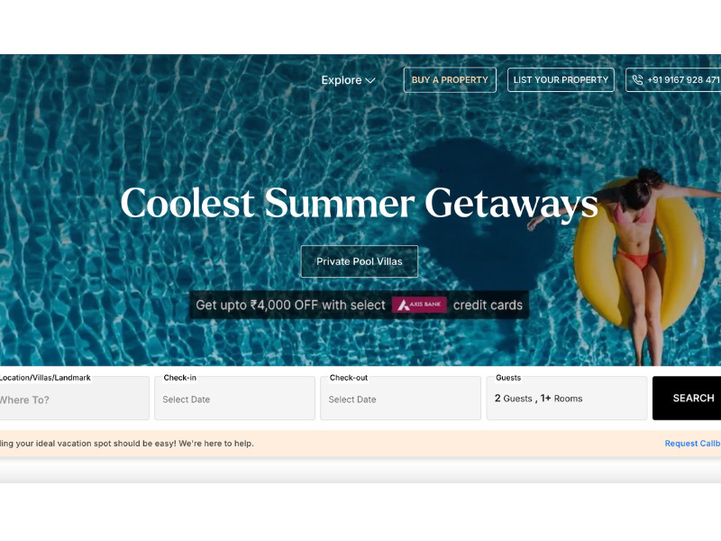 StayVista Website Design